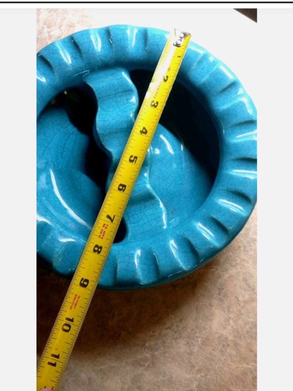 Vintage MSM Atomic Blue Pottery Ashtray USA California MCM weed Retro Decor